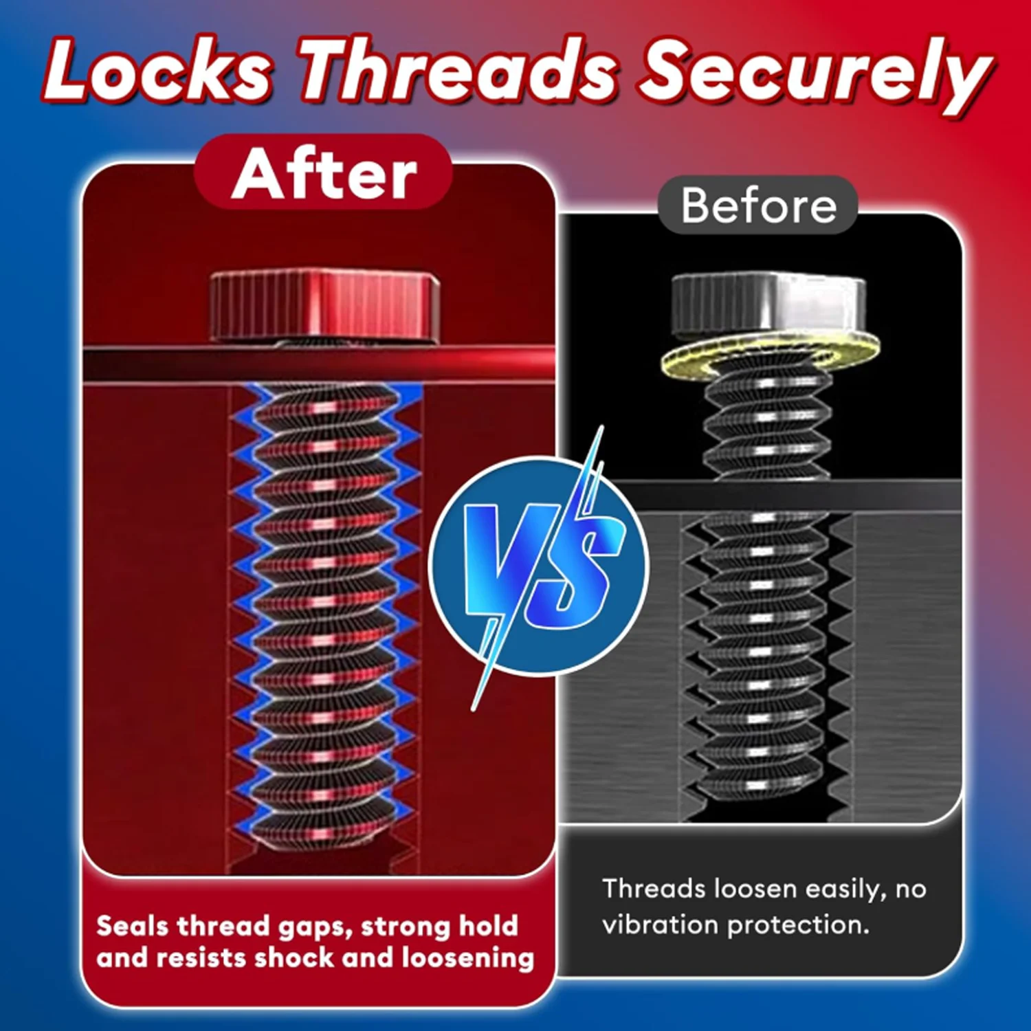 243/271 Blue Threadlocker Medium Strength Gel Screw Adhesive Lock Tight Seal Fasteners Anaerobic Curing Metal Glue,Rustproof Rem