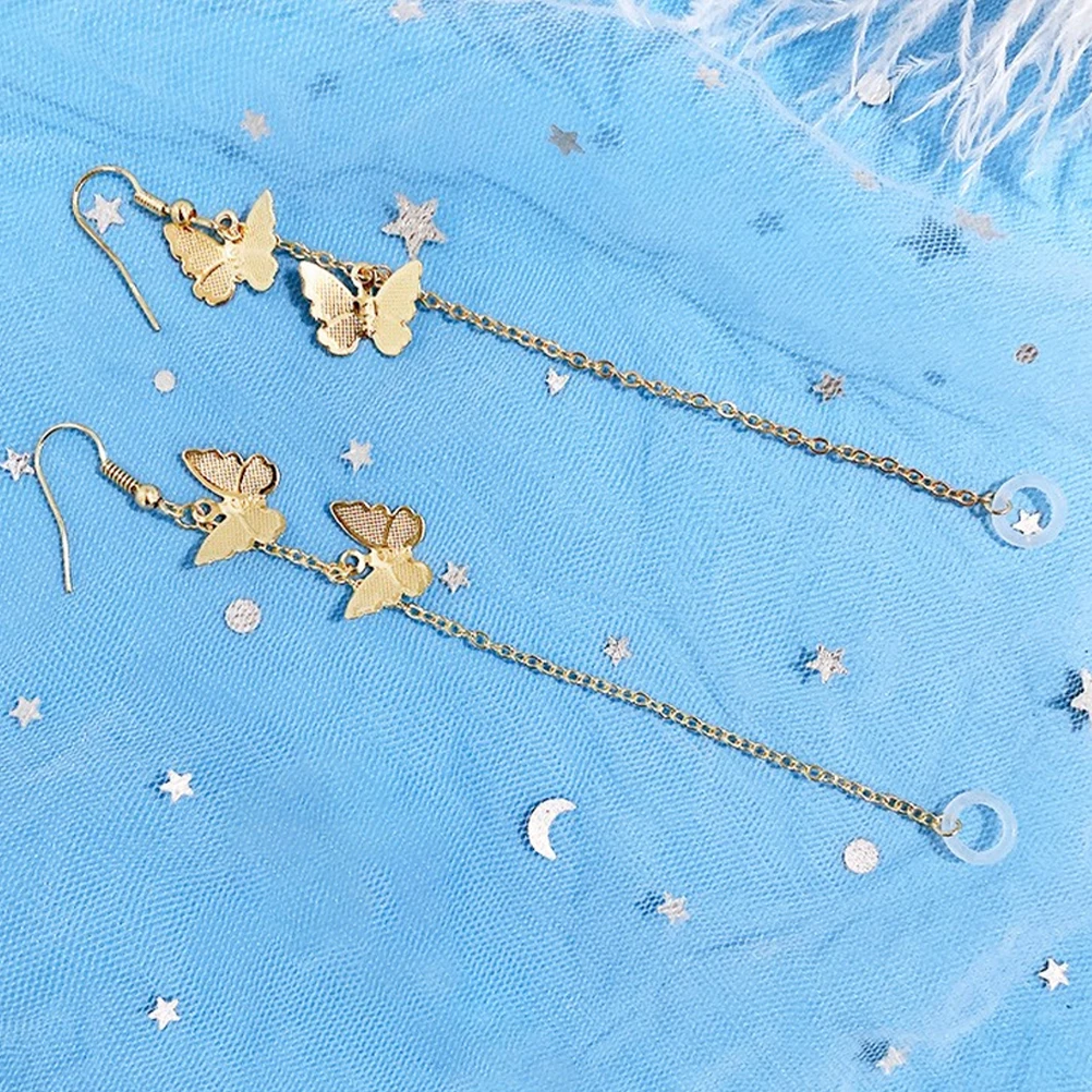 

2 Pcs Butterfly Earrings Anti-loss Rope Anti-lost Strap for Earbuds Lanyard Girl
