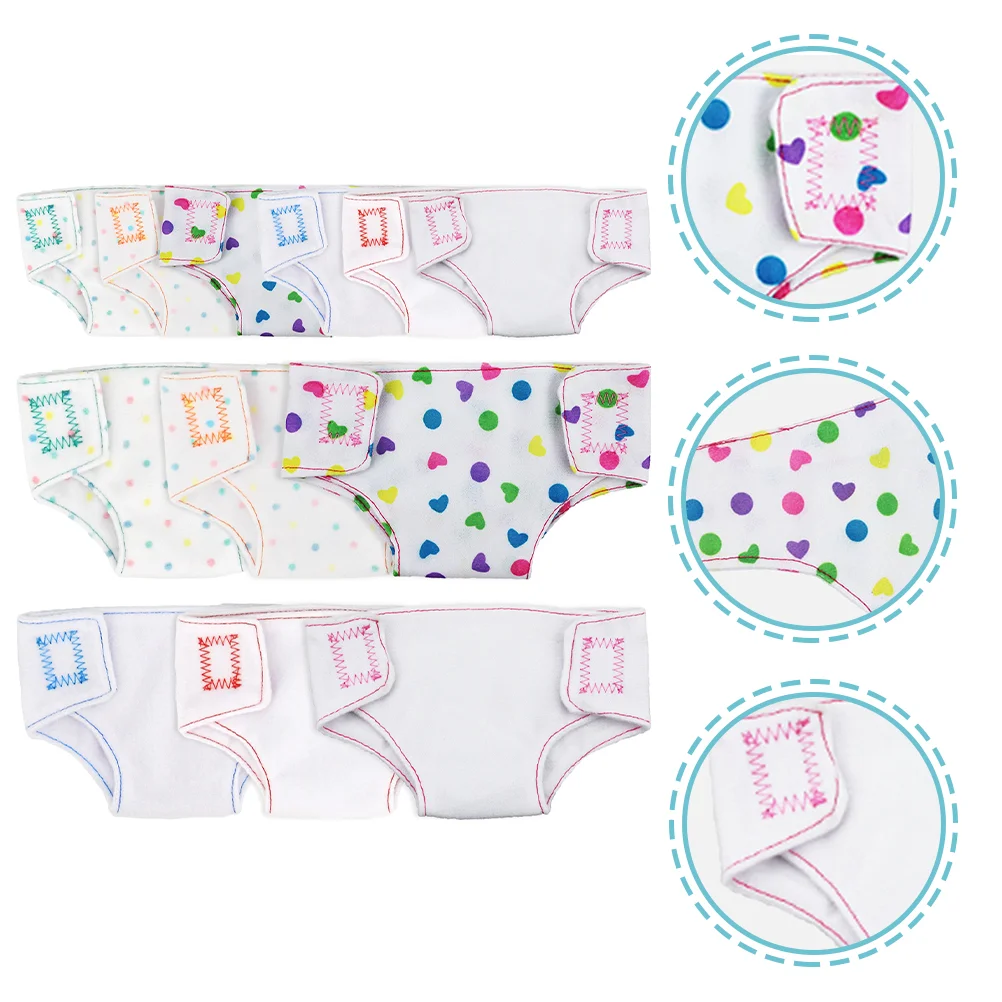 

12 Pcs Baby Dolls Toy Girls' Cloth Diapers Reusable Underpants Toys Set Panties 15x10cm Pretend Clothes Newborn