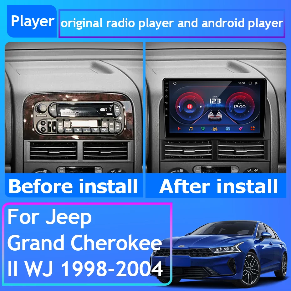 Dla Jeep Grand Cherokee II WJ 1998-2004 Radio samochodowe Carplay Nawigacja GPS Stereo Android Auto Bez 2din DVD Ekran Wifi 5G