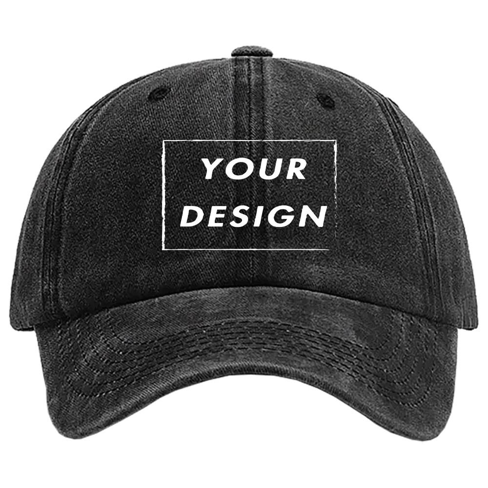 Custom Hat Baseball Cap 100% Washed Cotton Add Your Design Logo Text Photo Black Khaki Customize Caps for Men Women USA Shipping view 3