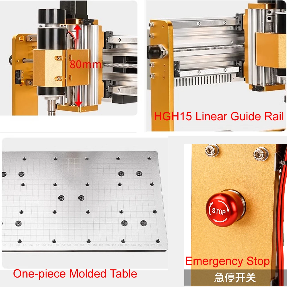 Linear Guide Rail Offline Aluminum Mini CNC Router 3018 Plus Engraving Machine 500W Spindle 5.5W 10W Laser PCB Milling Machine