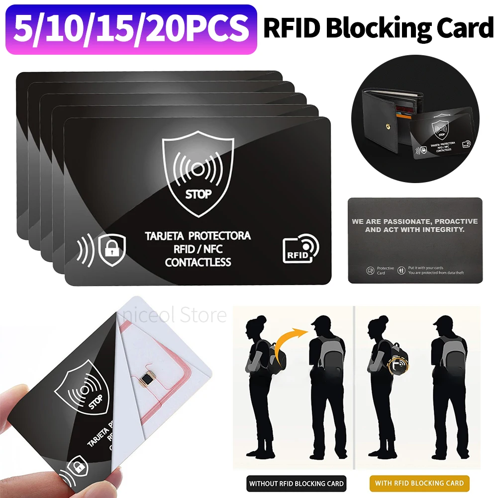 5Pcs RFID Blocking Card One Card Protects Entire Wallet NFC Debit Credit Card Passport Protector NFC Signal Blocking Card