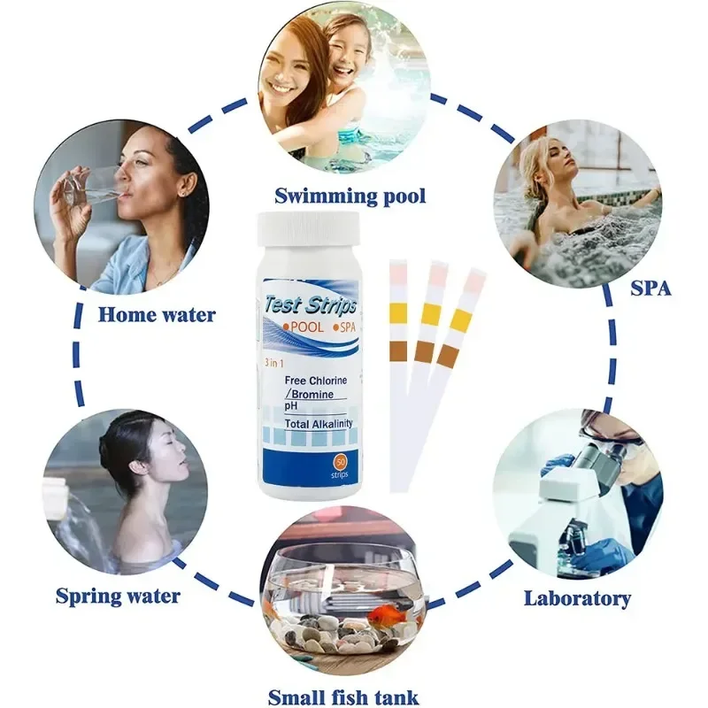 Water Test Strip 3-in-1 Home Water Quality Test Swimming Pool Aquarium Water Test Strip Total Alkali Nitrate Nitrite P