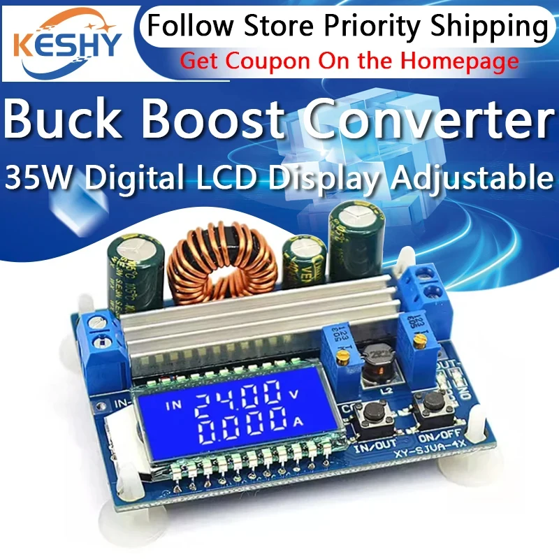 35W DC 5.5-30V do 0.5-30V Cyfrowy wyświetlacz LCD Automatyczna przetwornica Step up down Buck Boost Moduł zasilacza Regulowana płytka — zdjęcie produktu 6