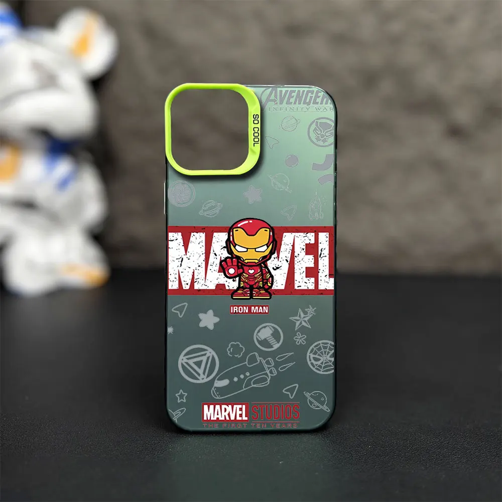 Marvel Spider Man Iron Man Printstream Phone Case for iPhone 12 11 13 IMD 14 15 16 Max Pro Plus Laser Cover