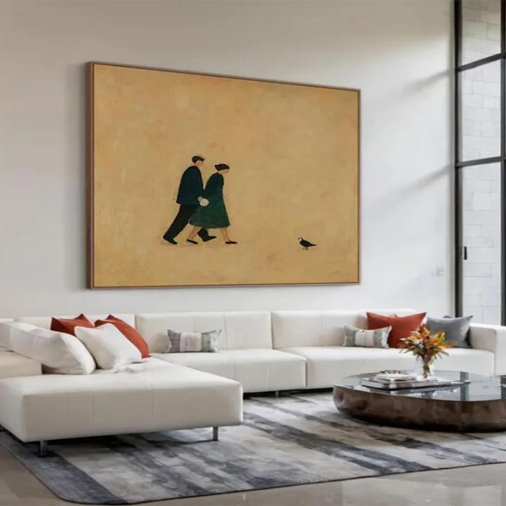 Large Scale Handmade Abstract Oil Painting Canvas Wabi Sabi Apricot Character Home Living Room Decoration Hanging Painting