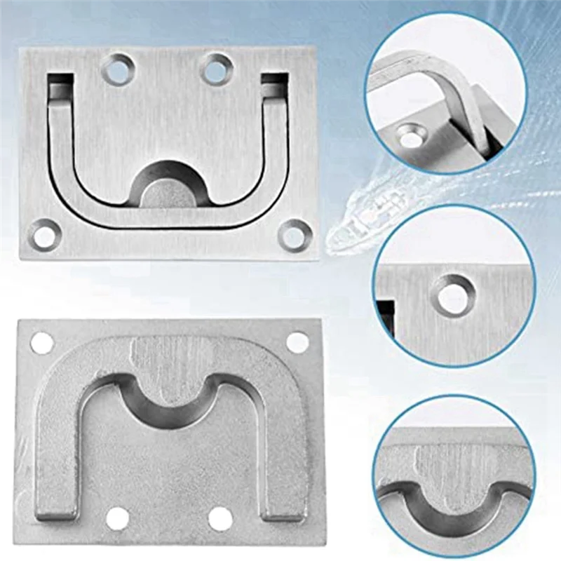 A45F-Hatch Latch Solid Boat Hatch Handles Parts Accessories For Boat Deck Hatch Handles Ring Pulls Recessed Cover Handles Silver
