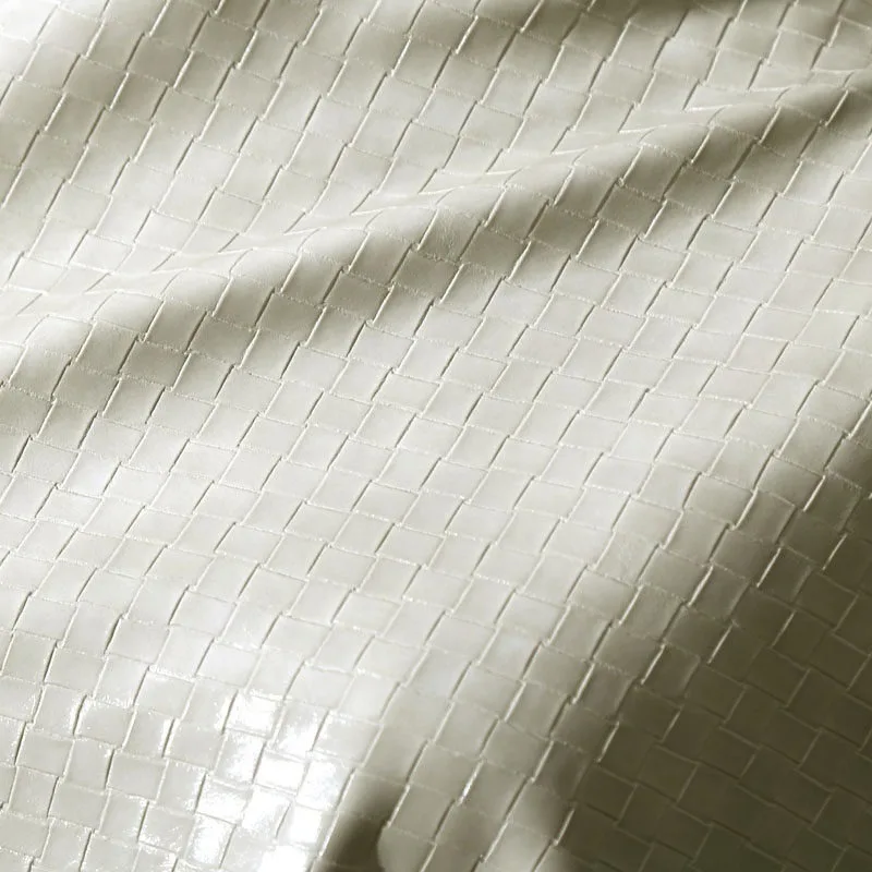 100x138cm Mirror Reflective Wash-free Woven Style Embossed Leather Textured Stiff Thick Designer Fabric for DIY Sewing Coat Bags
