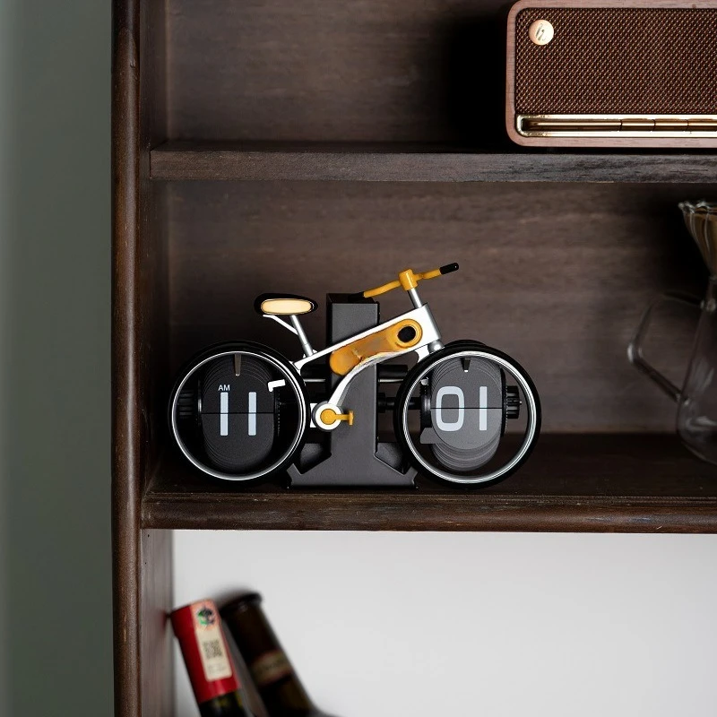 

Creative bicycle page turning clock Home desktop personalized bicycle shape page turning clock Fashion decorative gift