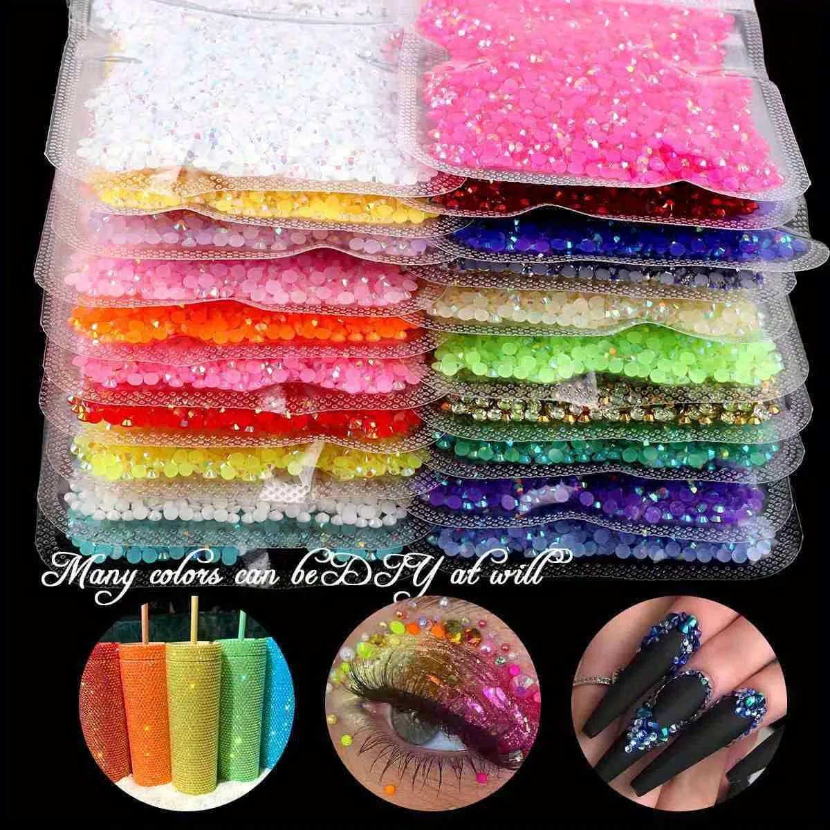 4000 Pz 2/3/4mm Rotondo In Resina Fondo Piatto Colore Glitter Strass FAI DA TE 3D Unghie artistiche Decorazione Manicure Gemma Accessori