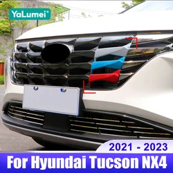For Hyundai Tucson NX4 2021 2022 2023 Hybrid Car Front Grille Trim Sport Strip Cover 3pcs 3D Sticker Accessories