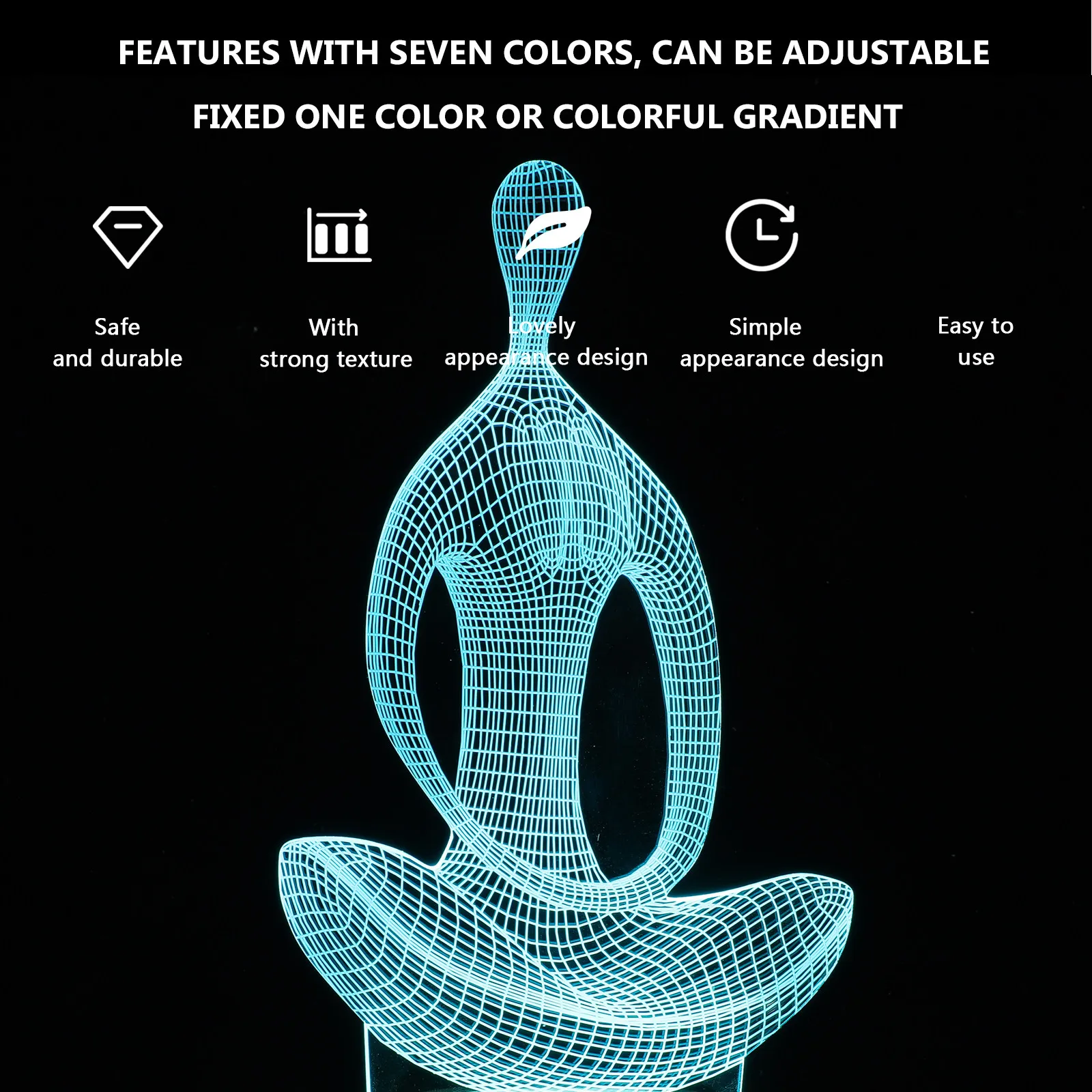 

Набор из 3D-светильников Touch Night Light: креативный LED-светильник для медитации, разноцветный, с USB-зарядкой, иллюзионный свет, декор для прикроватной тумбочки, светящийся.