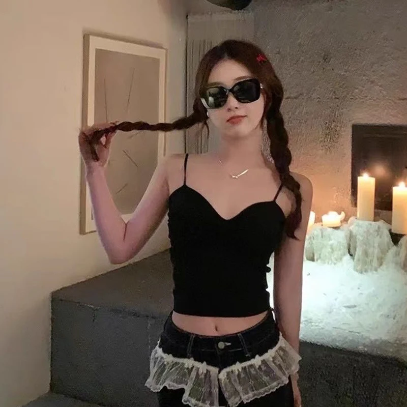 سترة نسائية صيفية مثيرة بفتحة رقبة على شكل حرف V بدون أكمام مع وسادة صدر