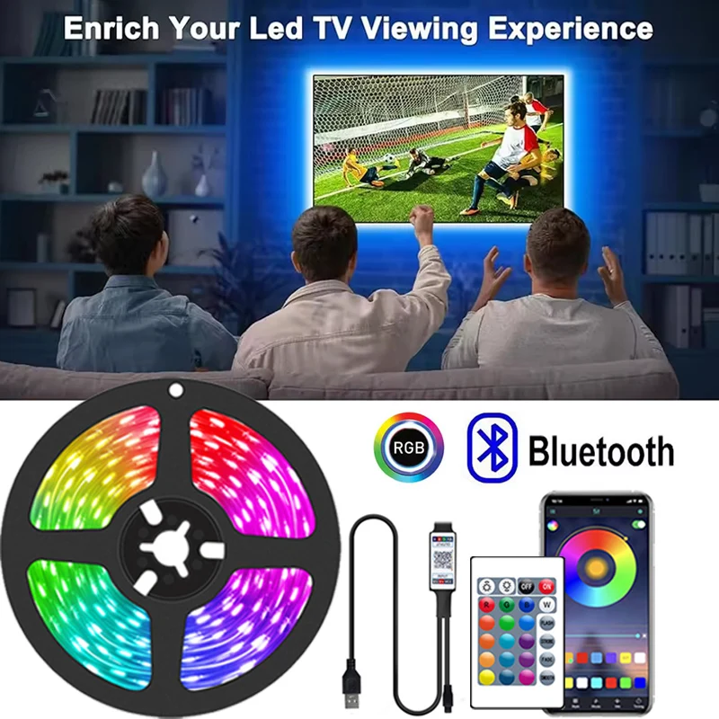 

Bluetooth Led Lights Strip For TV Backlight Led Strip Smart Control Remote Adhesive Led Tape Usb 5V Room Decoration