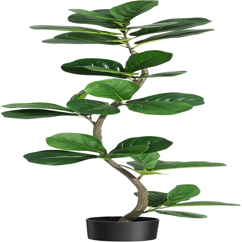 

Artificial Fiddle Leaf Fig Tree in Black Nursery Pot,Faux Potted Tree for Home Decor, Lifelike Rubber Tree for Indoor Office