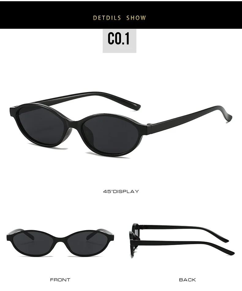 Retro Oval Frame Sunglasses Fashion Personalized Trendy Small Frame Sunglasses Punk Cat Eyes Sunshade Sun Protection Glasses