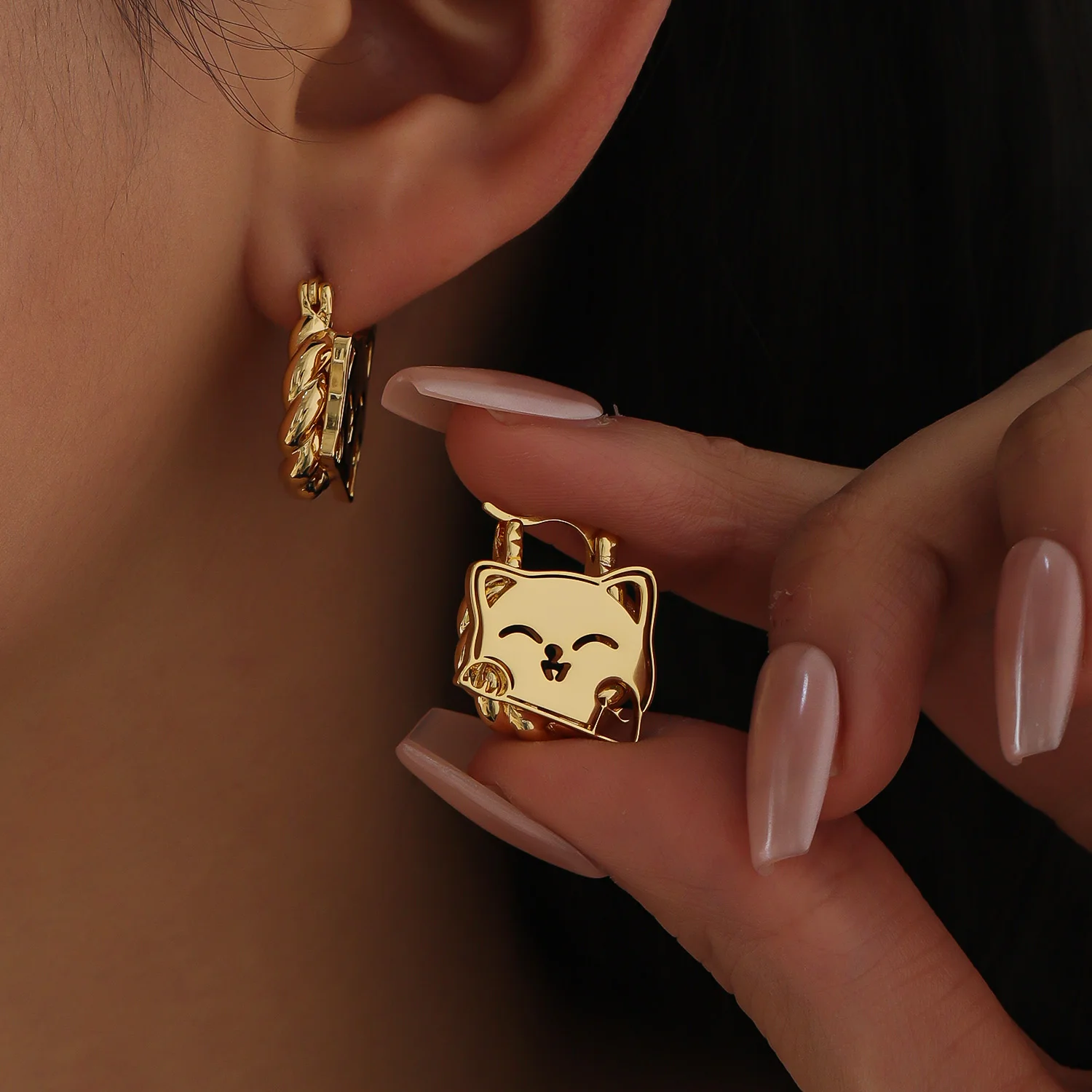 Customized Cartoon Photo Earring for Kids Personalized Funny Cute Cats Fashion Earring for Kids Friends Christmas Gift for Girls