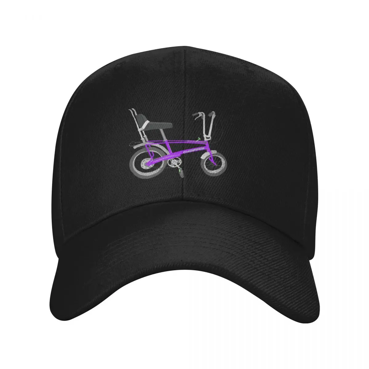 

Retro bike - 1970s British bicycle - ultraviolet Baseball Cap foam party Hat black sailor cap for men birthday Woman Hats Men's