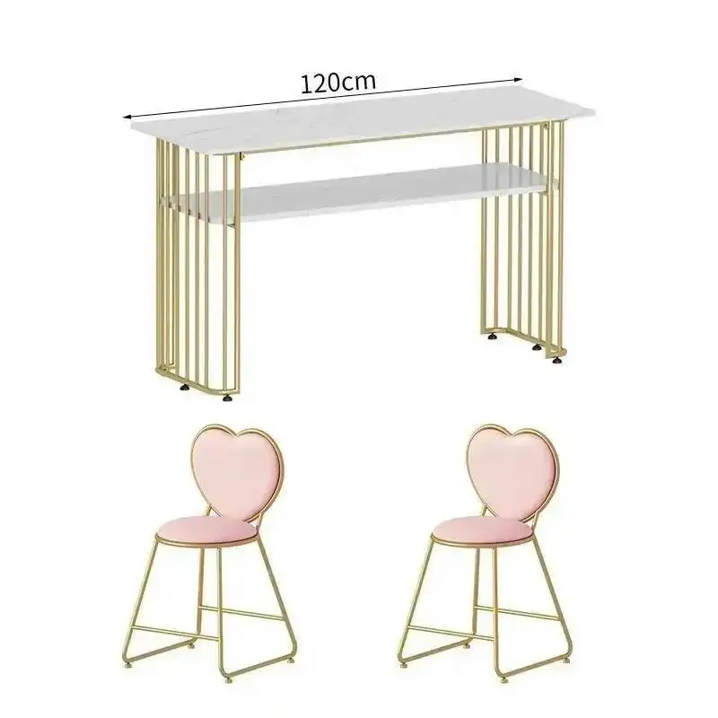 Minimalist Nail Desk Vanity Modern Marble Simple Design Manicure Table Golden Nordic Mesa De Manicure Salon Furniture