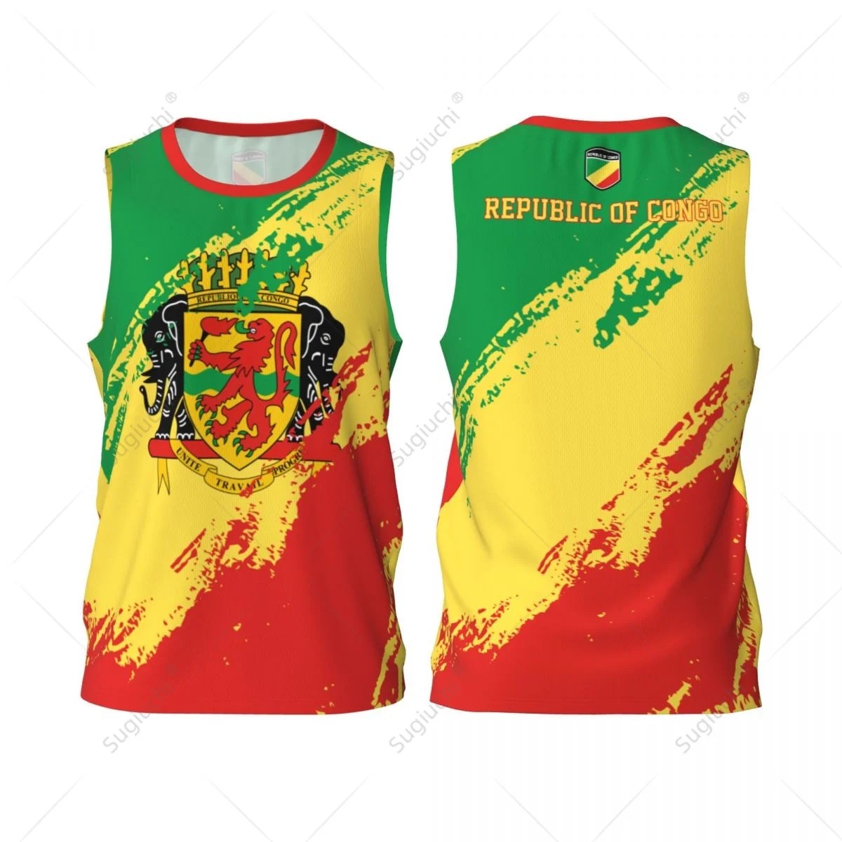 Men Basketball Sports Republic Of Congo Flag Running Fitness Multifunction Jersey Sleeveless shirt Custom Name Nunber Exclusive