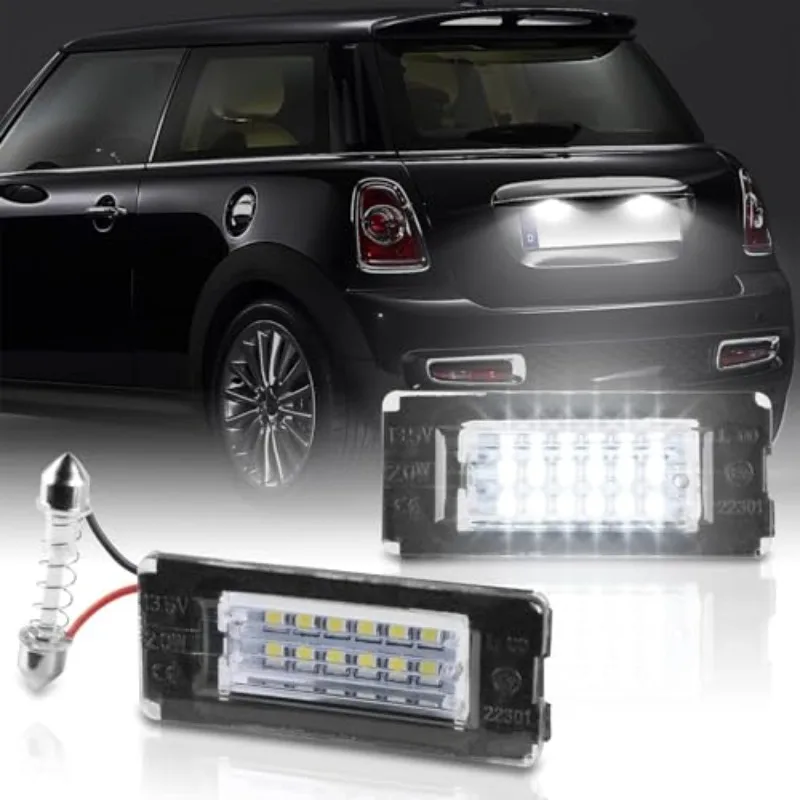 For Mini Cooper R56 Hatchback R57 Convertible R58 R59 LED License Plate Light 2PCS White Number Lamp Error Free OEM#:51132756227