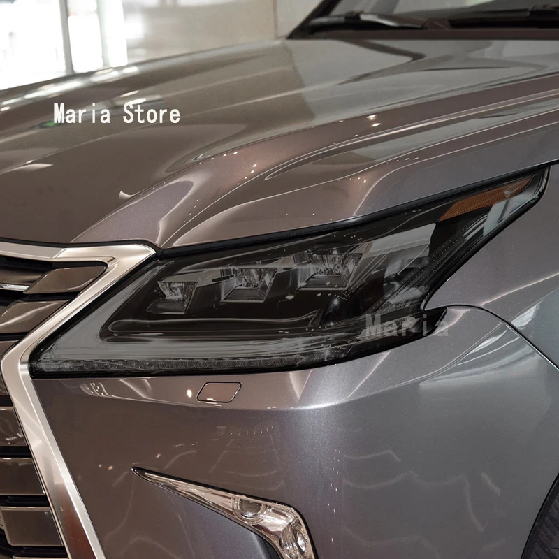 For Lexus LX570 2015-2019 Car Front lAMP Headlight Center Pillar Protective Film Headlamp Transparent Black TPU Sticker