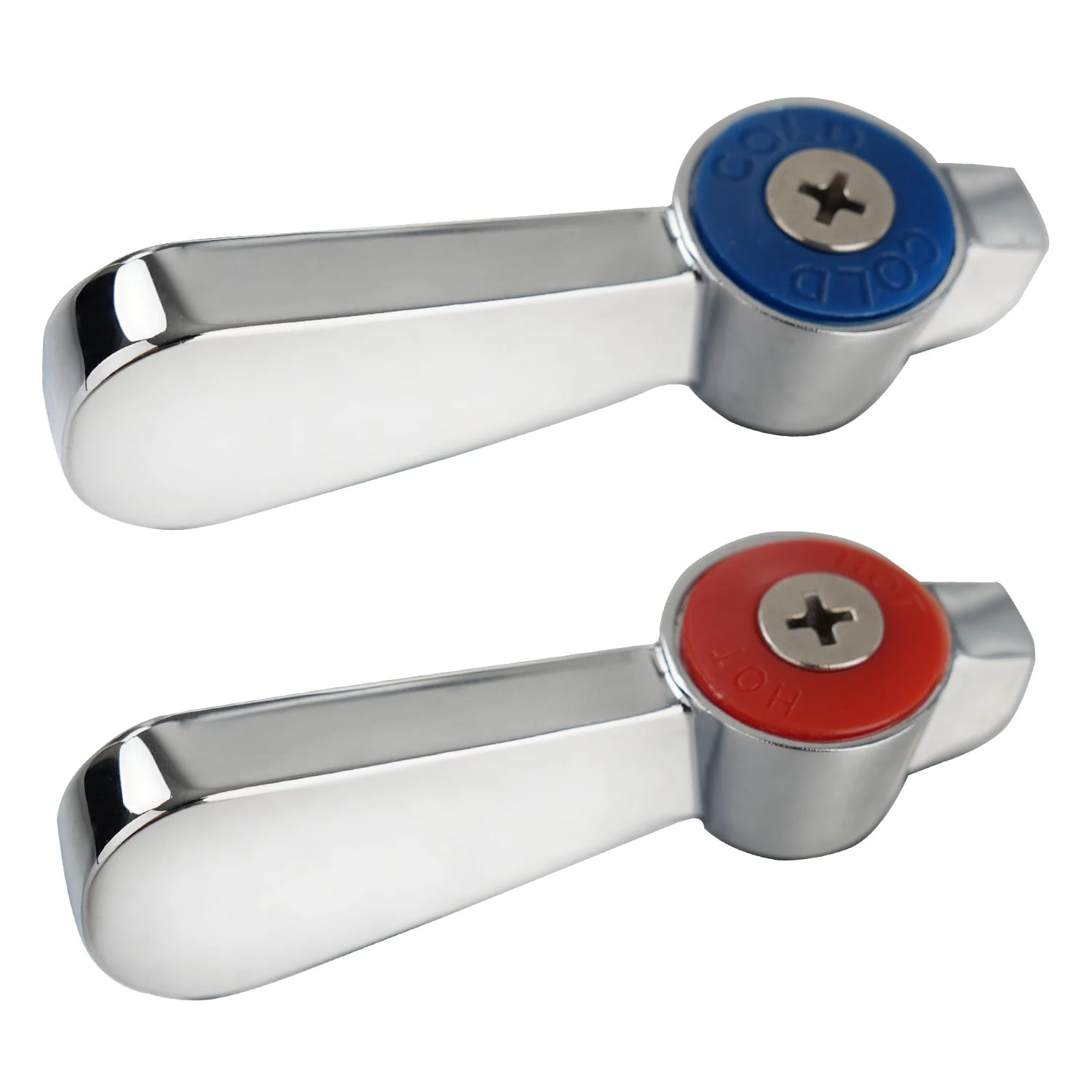 2pcs Zinc Alloy Commercial Faucet Handle Replacement Kit Red= Blue Set For Kitchen 20-Spline Valve Hot Cold Controls
