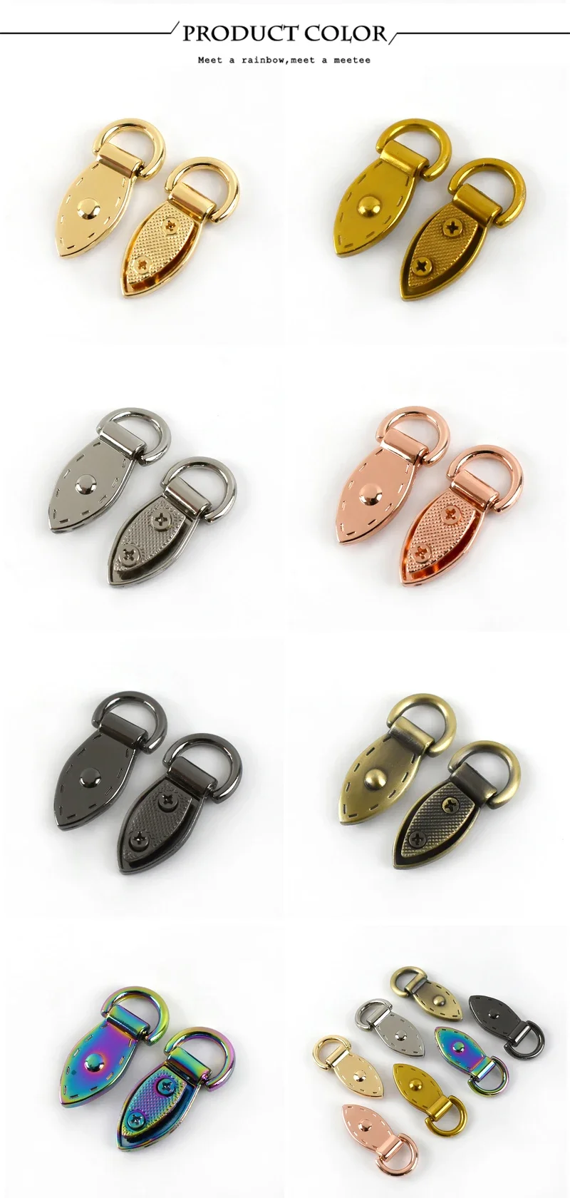 4/10Pcs Metal Side Clip Buckle Bag Chain Connector Hanger Hook Leaf D Ring Keyring Clasp Handbag Strap Decor Craft Accessories
