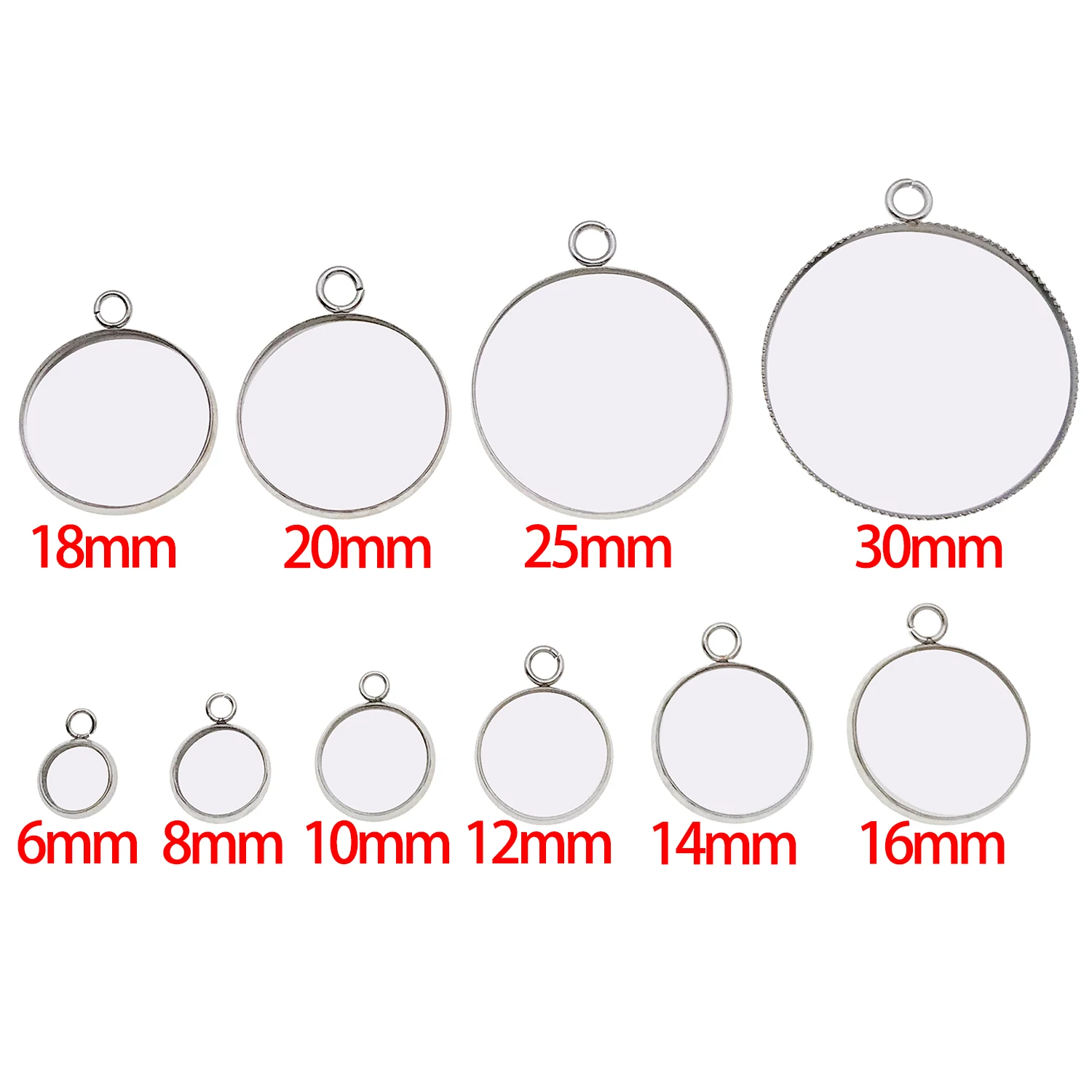 10/20pcs 6-30mm Stainless Steel Round Pendant Blank Cabochon Tray Bezels Blank Setting For DIY Jewelry Making Supplies Wholesale