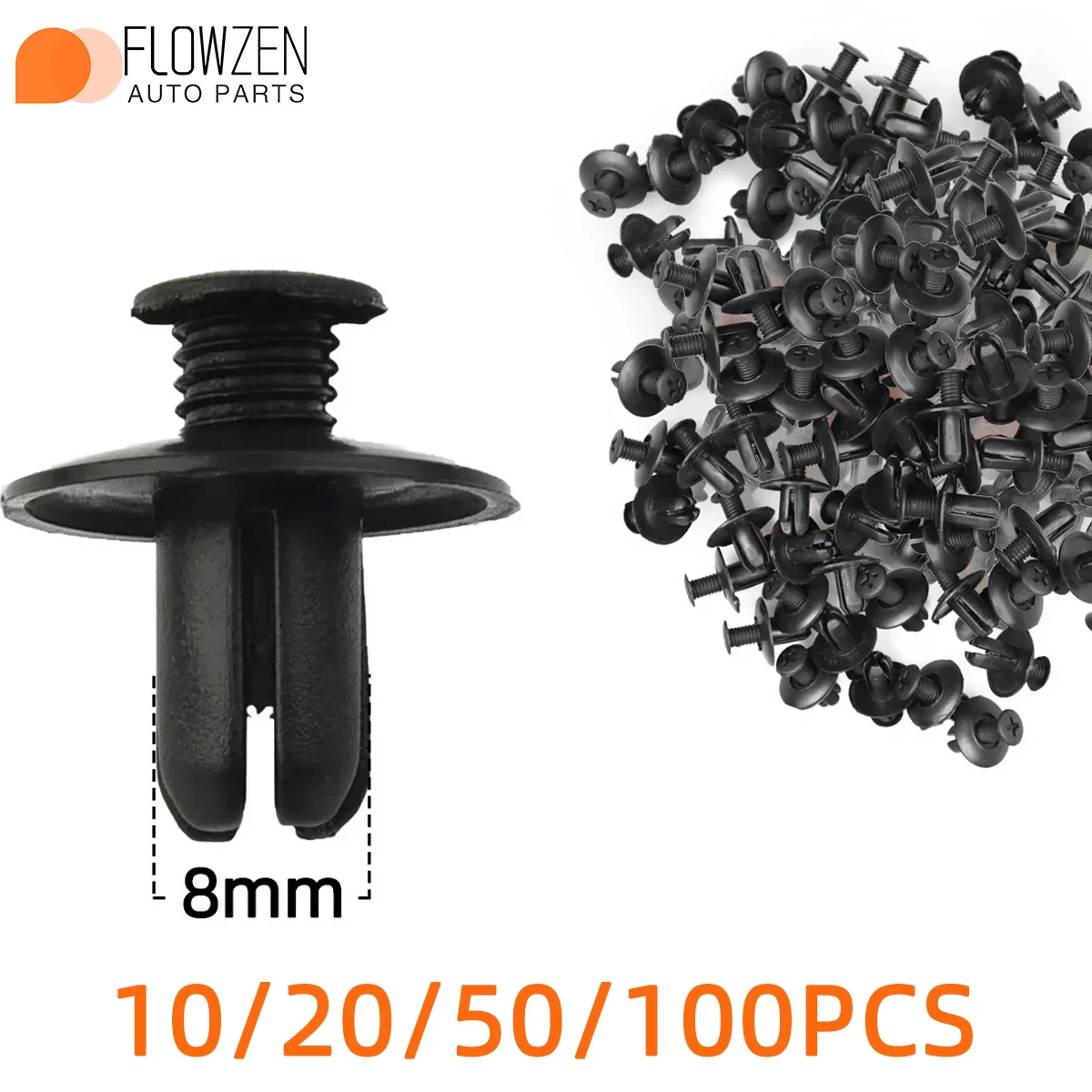 10/20/50/100PCS 8mm Door Rivet Plastic Clip Fasteners Black Cars Lined Cover Barbs Rivet Auto Fasteners Retainer Push Pin Clips