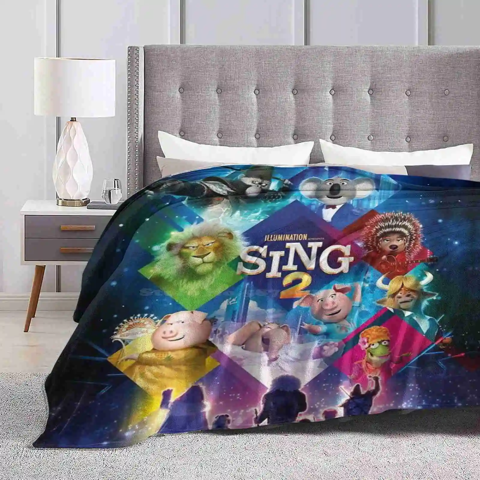 Movie Sing 2 Four Seasons Comfortable Warm Soft Blanket Movie Animation Cute Rocstar Song Sing2 Buster Moon Johnny Ash Rosita