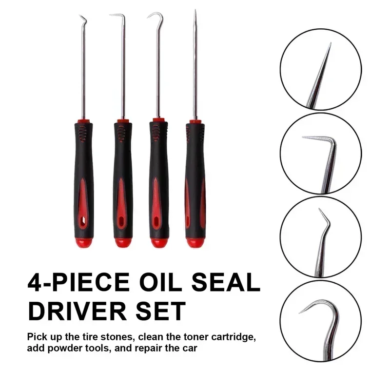 Car oil paint screw driver set, hose removal hook set O-ring painted gasket puller remover pick hook repair tool 160mm 4 pieces