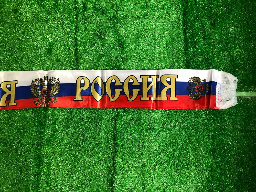 SKY FLAG  Russia scarf 14*130cm russia flag Custom Scarf football team Scarf Printing Satin Russian banner