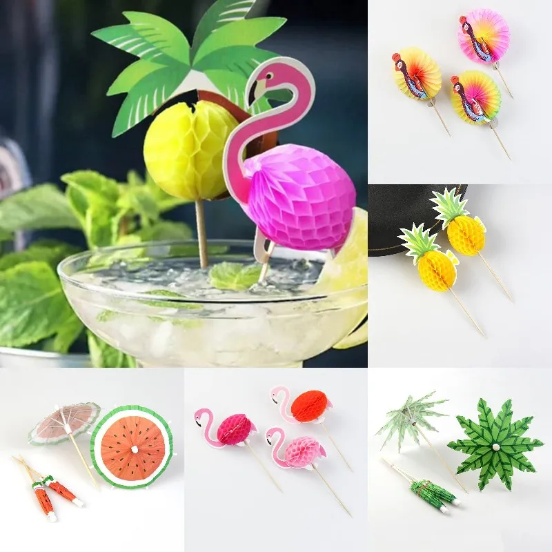 Flamingo Ananas Regenschirm Obst klebt Hawaii Party Luau Flamingos Geburtstags feier liefert tropische Sommer hochzeits dekorationen
