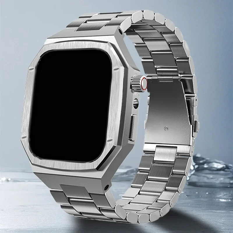 Apple Watch 11 46mm/42mm 高級メタルケース ステンレスストラップ