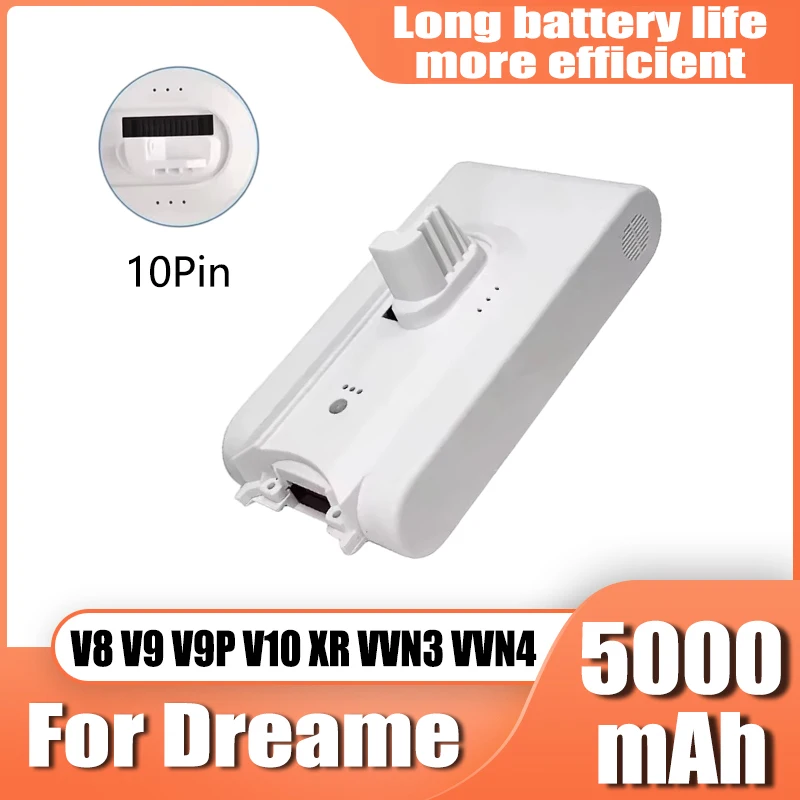 5000mAh lithium-ion battery for Dreame V8 V9 V10 Pro VVN3 VVN4 VVN5 XR vacuum cleaner, efficient and long-lasting