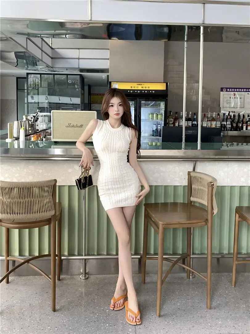 Wuus My Outfit Dames Svel Gebreide Dr Twist Uitgehold Ontwerp Afslankende Hoge Taille A-lijn Rok Geschikt voor de zomer