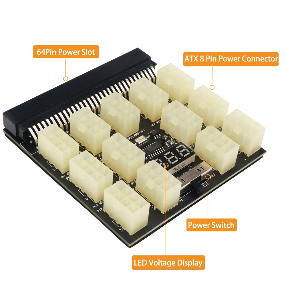 Atx 13x 6/8Pin Voeding Breakout Board Adapter Converter 12V Met Spanning En Temperatuur Digitale Display Voor ethereum Btc