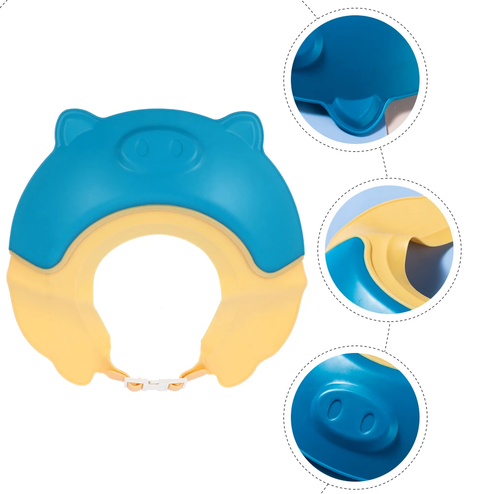 

Baby Backflow Prevention Shampoo Hat Adjustable Waterproof Bath Hat For Kids Drainage Design Cartoon Ear Protection Headgear