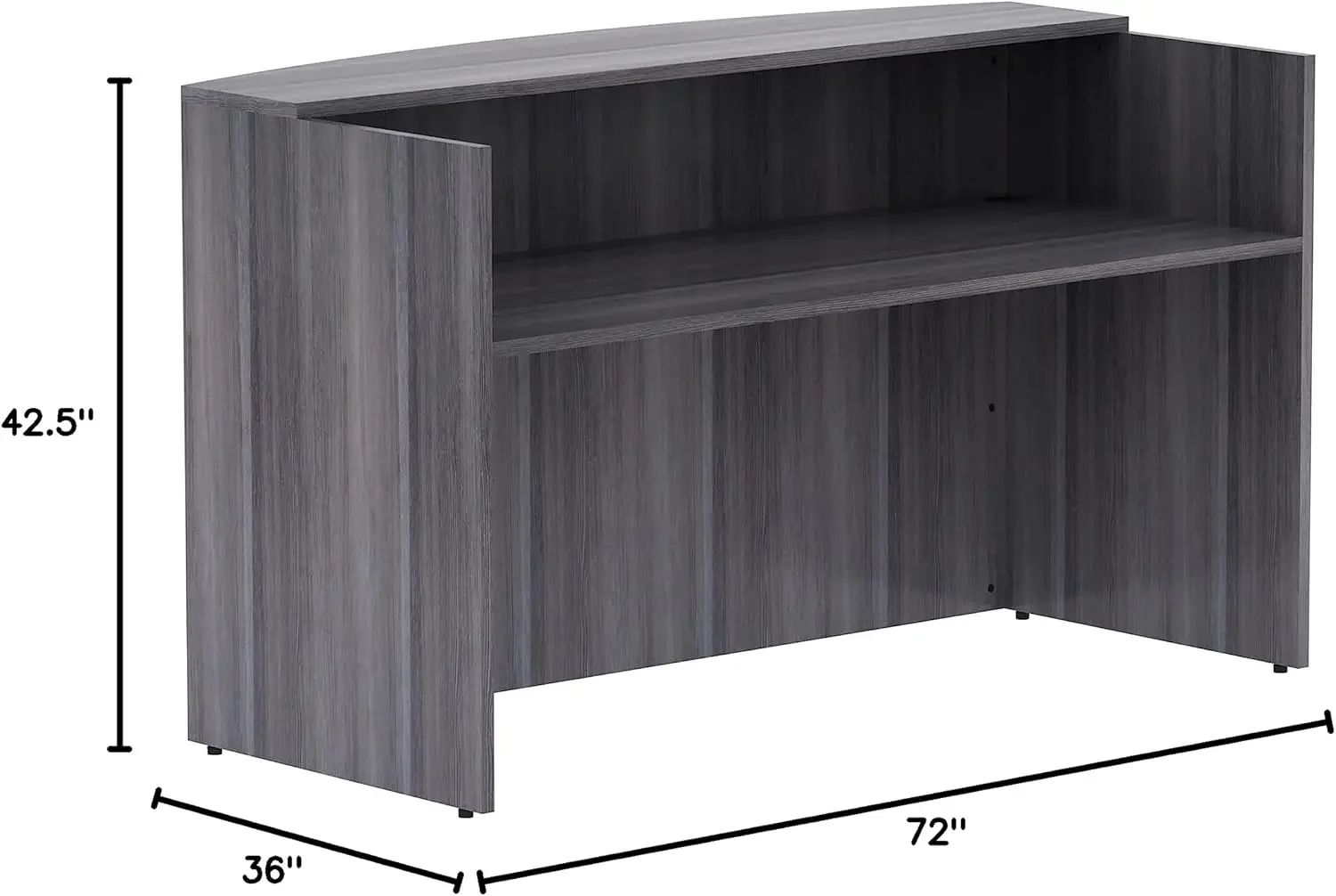 Essentials Reception Desk, Gray,Front Desk Reception Counter Adjustable Shelves, Reception Desk Retail Counter