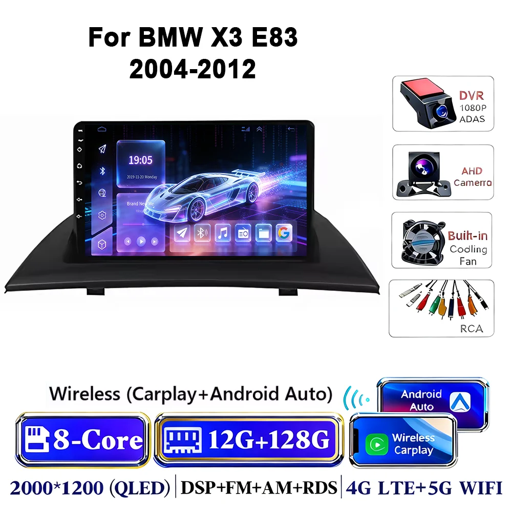 Android 17 autoradio voor BMW X3 E83 2004-2012 multimediaspeler GPS draadloze Carplay navigatiescherm monitor head unit stereo