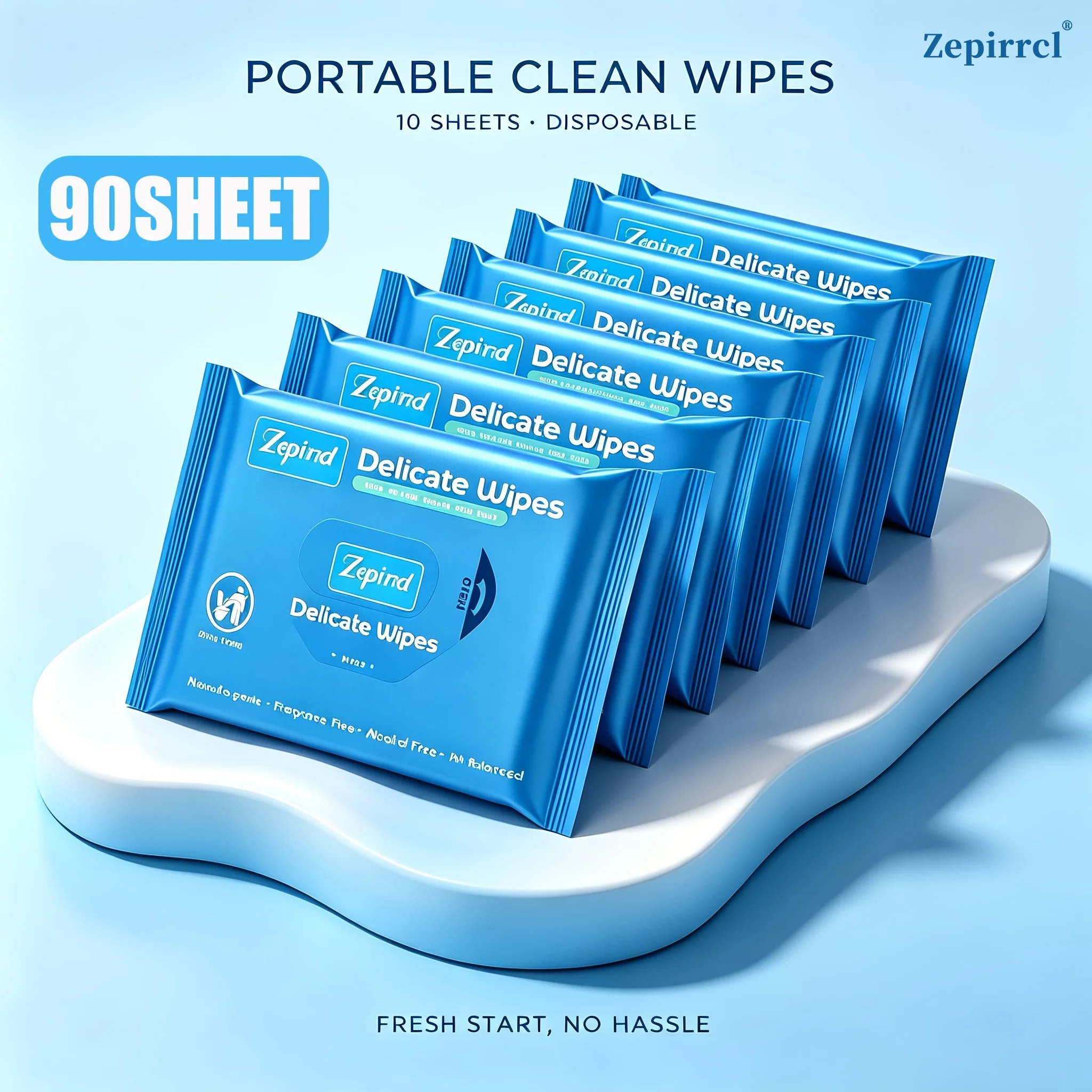 90SHEET Disposable Pure Water Wipes, Alcohol-Free, Ultra-Compact Packaging, Easy to Carry, Multi-Purpose, Ideal for Outings, Dinners, Camping, and Travel—10 wipes per pack, 15 x 20 cm