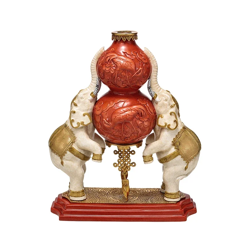 

Chinese red gourd ornaments, ceramic copper home accessories, luxury gifts, auspicious ornaments