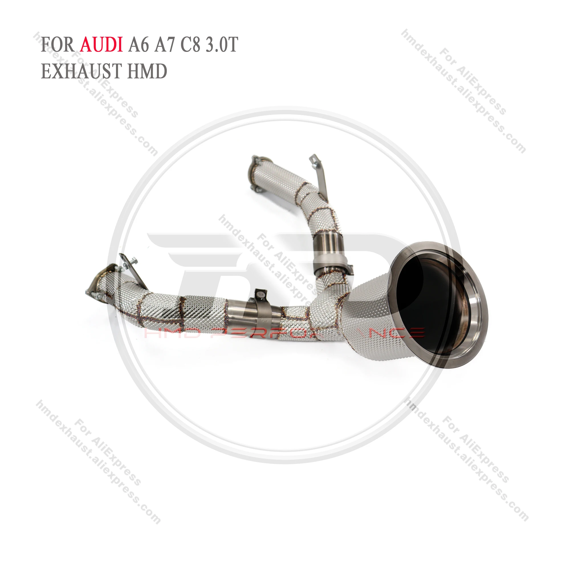 

for Audi A6 A7 Exhaust C8 3.0T Downpipe SS304 Exact Fit with/without cat Free upgrade of heat shield HMD