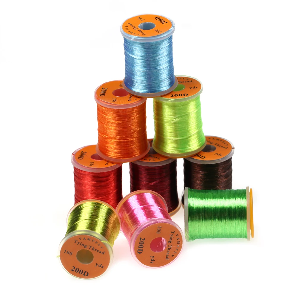 100 Yards 200D Hervorgehobener Fliegenbinde-Faden zum Binden von Nymphen, Streamern, Bass- und Forellenködern – Fliegenbinde-Material – Detail 4