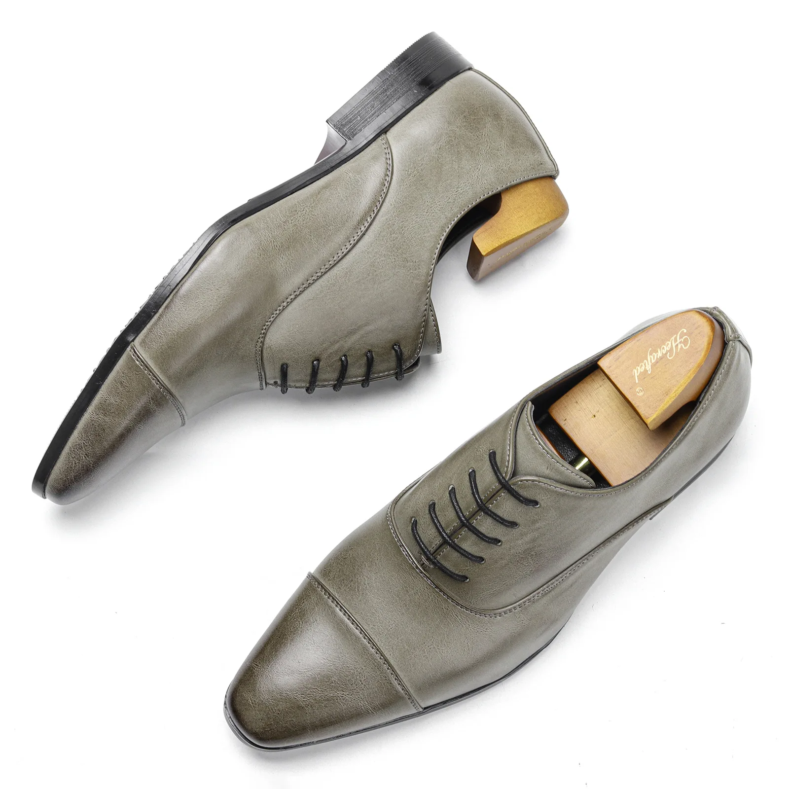 Designer Brand Leather Shoes for Men Wedding Dress Shoe Lace up Casual Business Oxfords Pointed Toe Office Formal Shoes for Man - Image 3