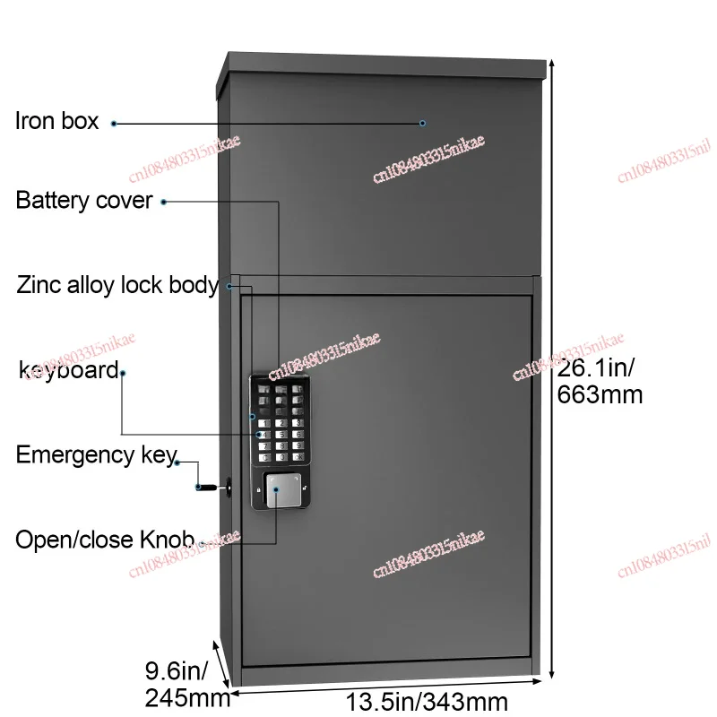 Drop Box Anti Theft Outdoor Wall Mount Detachable Metal Smart Mailbox Parcel Box for Residential Delivery