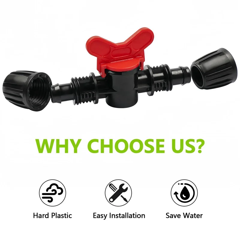 20 Pcs Drip Irrigation Switch Valves 1/2 Inch - In-Line Barb Lock For Tubing 0.60-0.65Inch OD, Outdoor Shut Off Valve-ABRO