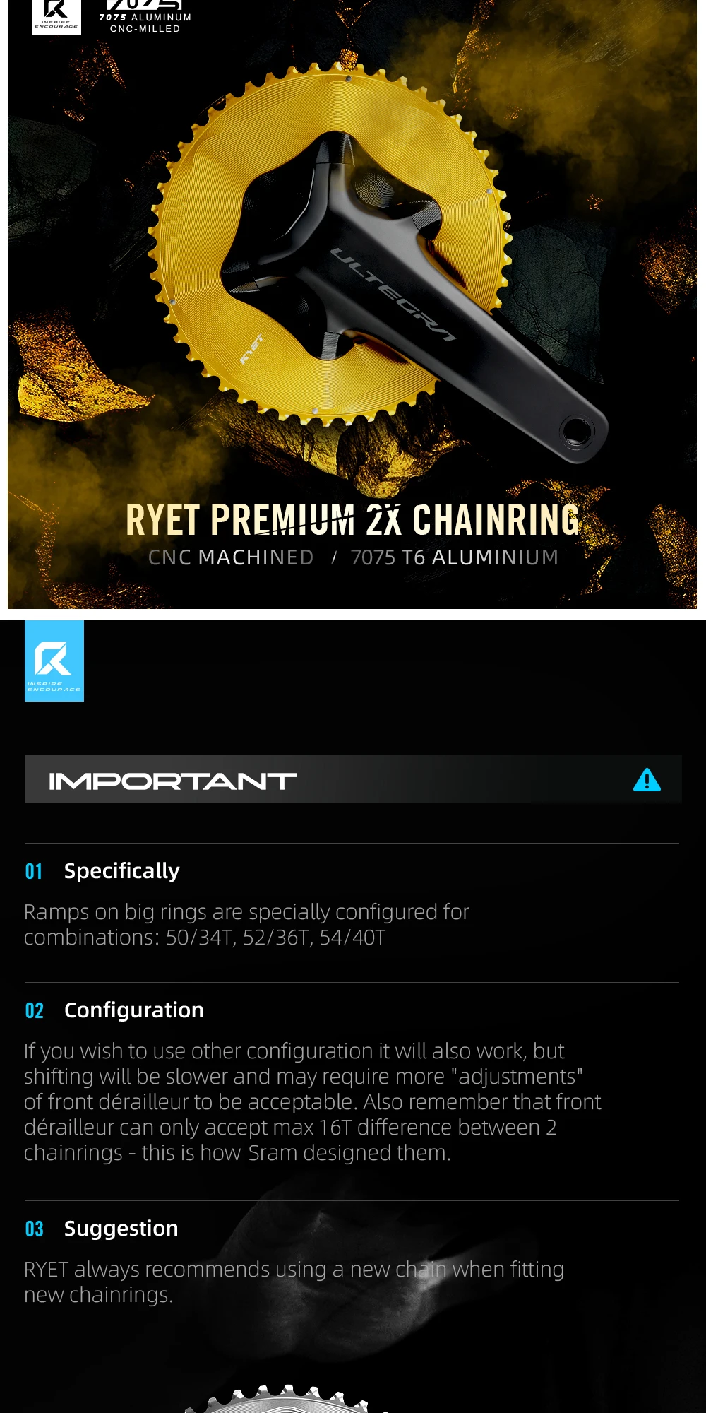 RYET Rennrad-Kettenblatt 50-34T 52-36T 54-40T Aero für Shimano Dura-Ace R9200 Ultegra R8100 105 R7100 12-fach Fahrrad-Gruppensätze – Detail 7